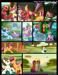Size: 1165x1500 | Tagged: explicit, artist:kitsuneyoukai, apple bloom, rainbow dash, scootaloo, spike, comic:dragon you over, abuse, big macintosh, black eye, comic, dragon, earth pony, fat spike, featherweight, foalcon, fridge logic, g4, imported from derpibooru, male, nudity, pegasus, penis, pony, ship:scootaweight, ship:spikebloom, shipping, spikeabuse, stallion, straight, the ride never ends, wingless spike