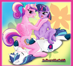 Size: 1701x1546 | Tagged: explicit, artist:anibaruthecat, shining armor, twilight sparkle, after kiss, alicorn, anatomically incorrect, bisexual, brother and sister, creampie, cum, cunnilingus, female, ffm threesome, filly, filly on stallion, filthy dirty married sex, foal, foalcon, g4, group sex, imported from derpibooru, incest, incorrect leg anatomy, kissing, lesbian, lucky bastard, male, ot3, pony, princess cadance, reverse spitroast, sex, shining armor gets all the mares, ship:shiningcadance, ship:shiningsparkle, ship:twiarmordance, ship:twidance, shipping, siblings, sloppy kissing, stallion, straight, threesome, twicest, unicorn, vaginal, vaginal secretions
