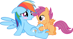 Size: 4203x2267 | Tagged: explicit, artist:badumsquish, rainbow dash, scootaloo, balls, blowjob, blushing, creampie, cum, cum in mouth, cumming, eye contact, female, filly, floppy ears, foal, foalcon, futa, futa on female, futa rainbow dash, g4, imported from derpibooru, intersex, nudity, oral, oral creampie, pegasus, penis, pony, ship:scootadash, shipping, show accurate, show accurate porn, sitting, smiling, spread wings, wingboner, wings