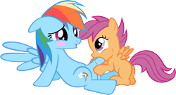 Size: 4203x2267 | Tagged: explicit, artist:badumsquish, rainbow dash, scootaloo, blowjob, blushing, female, filly, floppy ears, foal, foalcon, futa, futa on female, futa rainbow dash, g4, imported from derpibooru, intersex, nudity, oral, pegasus, penis, pony, ship:scootadash, shipping, show accurate, show accurate porn, simple background, spread wings, transparent background, vector, wings
