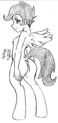 Size: 710x1500 | Tagged: explicit, artist:dj-black-n-white, scootaloo, anus, ass, butt, foalcon, g4, imported from derpibooru, nipples, nudity, satyr, satyrized, sideboob, solo, solo female, vulva