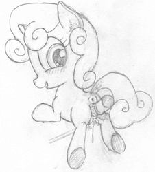 Size: 890x986 | Tagged: explicit, artist:a6p, sweetie belle, butt, cum, female, foalcon, g4, imported from derpibooru, monochrome, nudity, penis, plot, solo, solo female, vagina