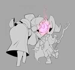 Size: 1280x1197 | Tagged: explicit, artist:bigdad, rarity, spike, anthro, banned from derpibooru, big penis, breasts, busty rarity, crotch bulge, erection, eyes closed, glow, hat, imported from twibooru, kissing, nudity, one eye closed, penis, roleplaying, shotacon, size difference, staff, underage, wink, wizard, wizard hat