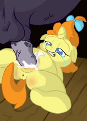 Size: 928x1299 | Tagged: explicit, grimdark, artist:fuf, baby, babycon, crying, cum, female, foalcon, g4, imported from derpibooru, male, nudity, penis, pumpkin cake, rape, size difference, straight, vagina