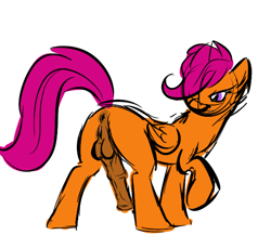 Size: 600x550 | Tagged: explicit, scootaloo, anus, artist needed, balls, foalcon, futa, futa scootaloo, g4, herm, imported from derpibooru, intersex, nudity, penis, presenting, sketch, solo, solo futa, source needed, vagina