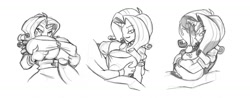 Size: 1280x500 | Tagged: explicit, artist:bigdad, rarity, spike, absolute cleavage, banned from derpibooru, bedroom eyes, big breasts, boobjob, breasts, busty rarity, cleavage, cum, cumming, eyes on the prize, facial, female, horn, horned humanization, huge breasts, human, humanized, implied foalcon, implied shipping, implied sparity, implied straight, imported from twibooru, impossibly large breasts, male, monochrome, nudity, penis, shipping, shotacon, sketch, sparity, straight, underage