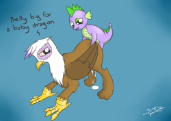 Size: 1280x905 | Tagged: explicit, artist:smog, spike, creampie, cum, dragon, dragon on griffon action, female, foalcon, g4, gilda, griffon, imported from derpibooru, interspecies, male, sex, ship:spilda, straight