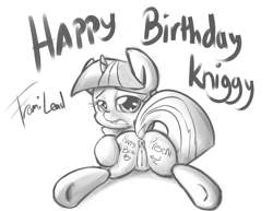 Size: 3300x2550 | Tagged: explicit, artist:leadhooves, twilight sparkle, ahegao, anus, bedroom eyes, birthday present, body writing, butt touch, clitoris, crying, dialogue, drool, drool string, english, female, filly twilight sparkle, foalcon, frog (hoof), g4, grayscale, happy birthday, hoof on butt, horn, imported from derpibooru, laughing, looking at you, looking back, looking back at you, nudity, open mouth, pony, present, presenting, presenting anus, presenting pussy, prone, puckered asshole, puffy vulva, raised tail, sad, solo, solo female, speech, speech bubble, tail, tail aside, talking, talking to viewer, tears of joy, tears of laughter, tears of pleasure, text, underhoof, unicorn, unicorn twilight, virgin, virginity, vulva, vulvar winking, younger
