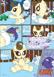 Size: 2895x4092 | Tagged: explicit, artist:bgnumber19, anthro, babycon, comic, diaper, horsecock, imported from twibooru, nudity, parasprite, penis, pornasprite, pound cake, shotacon, underage, wat, why