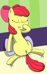 Size: 900x1400 | Tagged: explicit, artist:pvryohei, apple bloom, anus, female, foalcon, g4, imported from derpibooru, lollipop, nudity, solo, solo female, vagina, vaginal secretions