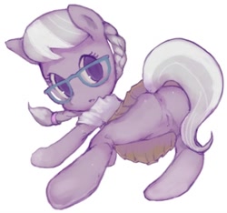 Size: 480x450 | Tagged: explicit, artist:conoghi, silver spoon, anus, clothes, female, foalcon, g4, glasses, imported from derpibooru, nudity, skirt, solo, solo female, upskirt, vulva