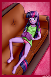 Size: 1697x2533 | Tagged: questionable, artist:anibaruthecat, twilight sparkle, anthro, areola, banned from derpibooru, blushing, book, breasts, clothes, couch, ear fluff, eyebrows visible through hair, female, horn, imported from twibooru, indoors, innocent, lolicon, lying down, nipples, no bra underneath, nudity, on couch, open book, panties, pink panties, see-through, shiny mane, shiny tail, shirt, signature, small breasts, solo, solo female, t-shirt, underage, underwear, unguligrade anthro, unicorn, unicorn twilight, younger