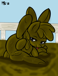 Size: 618x800 | Tagged: explicit, artist:megasweet, apple bloom, anus, butt, dirty, edit, female, filly, filthy, foal, foalcon, g4, gross, imported from derpibooru, messy, mud, mud bath, muddy, nudity, pig pen, plot, pony, presenting, solo, solo female, vulva