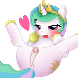 Size: 1000x1000 | Tagged: explicit, artist:makurukaruba, princess celestia, anus, big clitoris, cewestia, clitoris, cute, female, filly, foal, foalcon, g4, giga clit, heart, imported from derpibooru, nudity, on back, pixiv, solo, solo female, spreading, vagina, younger