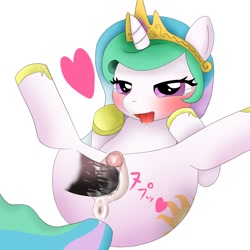 Size: 1000x1000 | Tagged: explicit, artist:makurukaruba, princess celestia, anus, big clitoris, cewestia, clitoris, cum, cute, disembodied penis, female, filly, foal, foalcon, g4, giga clit, heart, imported from derpibooru, japanese, male, nudity, on back, penis, pixiv, spreading, straight, vagina, vulva, vulvar winking, younger