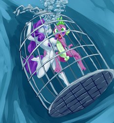Size: 2975x3207 | Tagged: explicit, grimdark, artist:byondrage, rarity, spike, anthro, armpits, asphyxiation, balls, banned from derpibooru, breasts, busty rarity, cage, drowning, erection, female, imported from twibooru, male, nipples, nudity, penis, plantigrade anthro, shipping, shotacon, sparity, story included, straight, technicolor nipples, underage, underwater, vulva