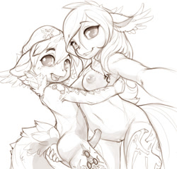 Size: 1110x1065 | Tagged: explicit, artist:xennos, oc, oc:prince aurora, oc:princess andromeda, anthro, anthro oc, banned from derpibooru, belly button, breasts, brother and sister, butt grab, butt touch, female, grope, horsecock, imported from twibooru, incest, male, monochrome, nipples, nudity, oc only, oc x oc, open mouth, penis, selfie, shipping, shotacon, siblings, straight, straight shota, underage, vulva