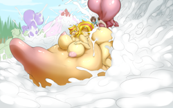 Size: 920x575 | Tagged: explicit, artist:aikega, oc, oc:cuddlesong, abdominal bulge, anthro, balls, big balls, big breasts, breasts, cum, cum everywhere, cum inflation, excessive cum, female, huge breasts, huge butt, hyper, imported from twibooru, impossibly large balls, impossibly large breasts, impossibly large butt, impossibly large penis, inflation, large butt, larger female, nipples, nudity, oc only, penis, sex, shotacon, size difference, underage