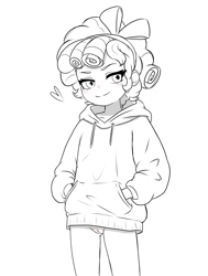 Size: 1450x1923 | Tagged: explicit, artist:sugarsweetdoodles, banned from derpibooru, bottomless, child, clothes, cozy glow, female, hands in pockets, heart, hoodie, human, humanized, imported from twibooru, lolicon, no panties, nudity, partial nudity, sketch, smiling, solo, solo female, standing, underage, vulva, young