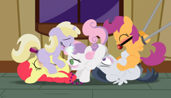 Size: 5600x3200 | Tagged: explicit, artist:dtcx97, apple bloom, scootaloo, sweetie belle, absurd resolution, alternate version, anal beads, anal insertion, anal-vaginal orgasm, anus, ballgag, balls, bisexual, blushing, bondage, colt, colt on filly, cunnilingus, cutie mark crusaders, dinky hooves, earth pony, faceful of ass, facesitting, female, filly, filly on filly, foal, foal orgy, foalcon, g4, gag, group sex, horn, horngasm, hornjob, imported from derpibooru, insertion, lesbian, lineless, male, nudity, oral, orgasm, orgy, penetration, penis, pony, pony on pony action, reverse foalcon, rumble, sex, sex toy, straight, tremble spikes, trembling, vaginal, vaginal orgasm, vaginal secretions, vibrator, vulva, wall of tags