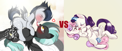 Size: 680x287 | Tagged: explicit, artist:v-d-k, rarity, sweetie belle, age difference, anal, brother, brothers, colt, colt on stallion, female, fight, foal, foalcon, from front, g4, gay, imported from derpibooru, incest, lesbian, male, meme, nudity, orgasm, penetration, penis, pony, pony on pony action, power bottom, raricest, reverse foalcon, reverse missionary position, rumble, sex, ship:raribelle, ship:rumblelane, sibling incest, siblings, stallion, stallion on colt, thunderlane, vs, vulva