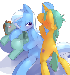 Size: 930x1000 | Tagged: explicit, artist:tnmrhd0, anal, blowjob, edit, female, foalcon, g4, group sex, imported from derpibooru, male, nudity, oral, penis, pony, sex, ship:trails, ship:trips, snails, snips, straight, straight shota, threesome, trio, trixie, trixie's fans, unicorn