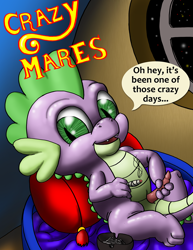 Size: 927x1200 | Tagged: explicit, artist:cobramcjingleballs, spike, comic:crazy mares, comic, dragon, foalcon, g4, imported from derpibooru, male, marijuana, masturbation, nudity, penis, solo, solo male