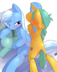 Size: 796x1000 | Tagged: explicit, artist:tnmrhd0, age difference, anal, balls, blowjob, blushing, colt, colt on mare, female, foal, foalcon, g4, group sex, imported from derpibooru, male, mare, nudity, oral, penis, pony, reverse foalcon, sex, ship:trails, ship:trips, snails, snips, straight, straight shota, threesome, trio, trixie, trixie's fans, unicorn
