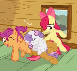 Size: 876x808 | Tagged: explicit, artist:fuf, apple bloom, babs seed, scootaloo, sweetie belle, anus, applecest, clitoris, cmc foursome, cmc threesome, cunnilingus, cutie mark crusaders, earth pony, female, filly, filly on filly, foal, foal orgy, foalcon, foursome, g4, group sex, horn, horn penetration, imported from derpibooru, incest, lesbian, love train, mare train, nudity, oral, pony, pony train, raised tail, sex, ship:appleseed, ship:scootabelle, ship:sweetiebloomaloo, shipping, show accurate, show accurate porn, spread wings, vulva, wingboner, wings, wink
