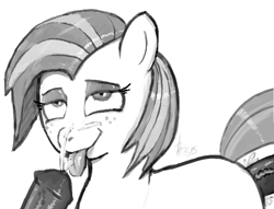 Size: 784x600 | Tagged: explicit, artist:mittsies, babs seed, cum, facial, female, foalcon, g4, group sex, imported from derpibooru, male, monochrome, nudity, sex, straight, threesome