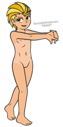 Size: 1200x2400 | Tagged: explicit, artist:deserter, abs, banned from derpibooru, breasts, delicious flat chest, feet, female, flirting, human, humanized, imminent sex, imported from twibooru, lightning dust, lolicon, looking at you, looking up, looking up at you, missing teeth, nudity, scar, simple background, small breasts, solo, solo female, stretching, tan lines, tanned, transparent background, underage, vulva, younger