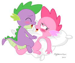 Size: 994x836 | Tagged: explicit, artist:mysterous mew, spike, barb, blushing, dragon, drool, female, foalcon, g4, imported from derpibooru, male, rule 63, selfcest, sex, straight, vaginal