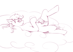 Size: 1280x899 | Tagged: explicit, artist:fluffins, scootaloo, balls, blushing, edit, foalcon, futa, futa scootaloo, g4, imported from derpibooru, intersex, nudity, on back, penis, solo, solo futa