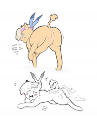Size: 1280x1656 | Tagged: explicit, artist:cold-blooded-twilight, ahegao, anus, blushing, buffalo, butt, cum, cum fart, dialogue, drool, drool string, female, foalcon, g4, heart, implied straight, imported from derpibooru, little strongheart, nudity, onomatopoeia, open mouth, plot, presenting, pubic fluff, puddle, simple background, solo, solo female, sound effects, splurt, sweat, tongue out, vagina, vulva, white background