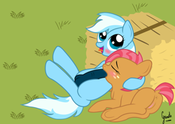 Size: 1600x1130 | Tagged: explicit, artist:grinch, babs seed, oc, blowjob, canon x oc, colt, colt on filly, female, filly, foal, foalcon, g4, imported from derpibooru, male, nudity, oral, pony, straight, trap, vulva
