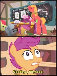 Size: 448x590 | Tagged: explicit, artist:markmak, artist:syoee b, apple bloom, scootaloo, silver spoon, big macintosh, carpet diem, chalkboard, cheerilee, demonstration, diagram, earth pony, edit, female, filly, foal, foalcon, g4, goodbye fillyhood, gravity falls, horsecock, imported from derpibooru, internal, male, mare, nudity, obscured penetration, pegasus, penis, pony, sex education, ship:cheerimac, shipping, stallion, straight, vagina