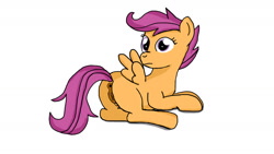 Size: 1280x720 | Tagged: explicit, artist:jbond, scootaloo, anatomically correct, anus, crotchboobs, female, filly, foal, foalcon, g4, imported from derpibooru, nipples, nudity, pegasus, ponut, pony, simple background, solo, solo female, teats, vulva