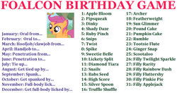 Size: 974x515 | Tagged: questionable, apple bloom, applejack, babs seed, button mash, diamond tiara, fluttershy, pinkie pie, rainbow dash, rarity, scootaloo, silver spoon, spike, sweetie belle, twilight sparkle, archer (g4), birthday game, colt, cutie mark crusaders, dinky hooves, exploitable meme, featherweight, female, filly, filly guides, filly pinkie pie, filly rainbow dash, filly rarity, filly six, filly twilight sparkle, foal, foalcon, g4, high score, imported from derpibooru, lickety split, mane filly six, mane seven, mane six, meme, pipsqueak, pound cake, pumpkin cake, ruby pinch, rumble, scootablue, shady daze, snails, snips, sun glimmer, tag-a-long, text, tootsie flute, truffle shuffle, twist, younger