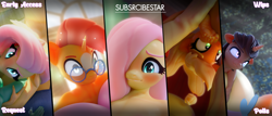 Size: 2800x1194 | Tagged: suggestive, artist:snuddy, applejack, fluttershy, oc, 3d, advertisement, age difference, anthro, banned from derpibooru, blender, brother and sister, collage, eyebrows, feet, female, fluttercest, freckles, glasses, horn, imported from twibooru, incest, lolicon, looking up, male, oc name needed, pegasus, shipping, shrunken pupils, siblings, straight, straight shota, sunburst, underage, unicorn, unicorn oc, younger, zephyr breeze, zephyrshy