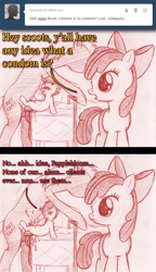 Size: 792x1371 | Tagged: explicit, artist:jaxonian, apple bloom, scootaloo, 2 panel comic, age difference, ask, ask fapplebloom, blank flank, brothel, comic, creampie, cum, dead source, dialogue, earth pony, fapplebloom, female, filly, foal, foalcon, forget the condom, free candy, g4, hooves, imported from derpibooru, male, nudity, pegasus, penis, pony, prostitution, sex, stallion, stallion on filly, straight, this will end in pregnancy, tumblr, uncensored, wings