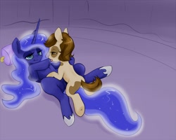 Size: 1200x960 | Tagged: explicit, artist:justpony, princess luna, 2ch, foalcon, g4, imported from derpibooru, licking, male, nudity, on back, pipsqueak, request, ship:lunapip, shipping, straight, straight shota, trap, vulva