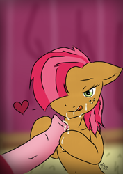 Size: 1240x1754 | Tagged: explicit, babs seed, applecest, big macintosh, cum, cumming, earth pony, filly, foal, foalcon, g4, hair over one eye, imported from derpibooru, incest, male, nom, nudity, penis, pony, ship:macseed, stallion
