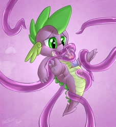 Size: 1000x1101 | Tagged: explicit, artist:hellticket, spike, alternate version, anal, anus, creampie, cum, cumming, dragon, foalcon, g4, imported from derpibooru, male, nudity, penis, solo, solo male, tentacle blowjob, tentacle porn, tentacles, tentacles on male