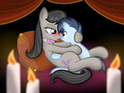 Size: 1440x1080 | Tagged: explicit, artist:jepso, after kiss, bed, blushing, candle, colt, drool, drool string, earth pony, female, foal, foalcon, french kiss, g4, imported from derpibooru, kissing, male, mare, octavia melody, pedoctavia, pony, shady daze, shadytavia, softcore, straight, straight shota, tongue out