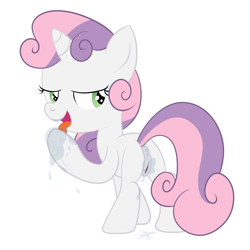 Size: 2000x2000 | Tagged: explicit, sweetie belle, anus, female, foalcon, g4, imported from derpibooru, licking, show accurate, show accurate porn, simple background, vagina, vaginal secretions, vector, white background