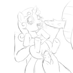 Size: 2000x2000 | Tagged: explicit, artist:launny, sweetie belle, barbed penis, consensual, dragon, dragon on pony action, drinking, female, fetish, foalcon, g4, gangbang, group sex, imported from derpibooru, interspecies, male, monochrome, nudity, open mouth, palindrome get, piss drinking, pissing, pony, sex, slutty-belle, smiling, straight, teenaged dragon, tongue out, urine, vaginal, vulva, watersports