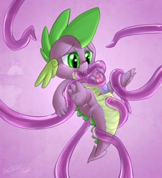 Size: 1000x1101 | Tagged: explicit, artist:hellticket, spike, anal, anus, dragon, foalcon, g4, imported from derpibooru, male, nudity, penis, solo, solo male, tentacle blowjob, tentacle porn, tentacles, tentacles on male