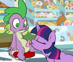 Size: 933x800 | Tagged: explicit, artist:miketheuser, spike, twilight sparkle, :p, aftersex, bar stool, blowjob, casual sex, cum, cum on tongue, cumming, donut joe, dragon, earth pony, exhibitionism, eyes closed, facial, female, foalcon, g4, imported from derpibooru, interspecies, licking, male, nudity, oral, orgasm, penis, pony, public sex, sex, ship:twispike, sitting, smiling, straight, tongue out, unicorn, unicorn twilight, wide eyes