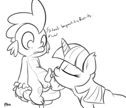 Size: 1400x1200 | Tagged: explicit, artist:miketheuser, spike, twilight sparkle, blowjob, cum, dragon, facial, female, foalcon, g4, imported from derpibooru, male, monochrome, nudity, oral, penis, pony, sex, ship:twispike, straight, unicorn