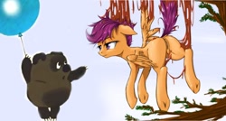 Size: 800x430 | Tagged: explicit, artist:madhotaru, scootaloo, balloon, butt, edit, female, foalcon, g4, imported from derpibooru, male, nudity, pegasus, plot, pony, russian animation, sap, tree sap and pine needles, vulva, winnie the pooh